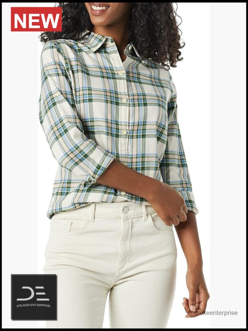 Women's Regular-Fit Long-Sleeve Lightweight Brushed Flannel Shirt Button Front